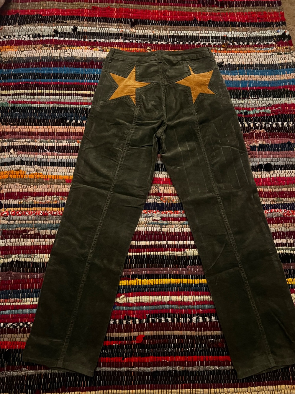 Green Courdoroy Star Pants